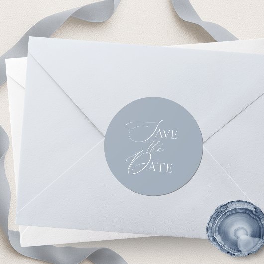 Dusty Blue Save The Date Script Wedding  ラウンドシール