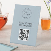 Dusty Blue Scan Me QRコード価格表メニュー記号 台座サイン (インサイチュ)