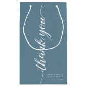 Dusty Blue Scriptエレガントのサ結婚ービス スモールペーパーバッグ (裏面)