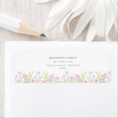 Dusty Blue Script Boho Wildflowers Wedding  ラベル (インサイチュ)