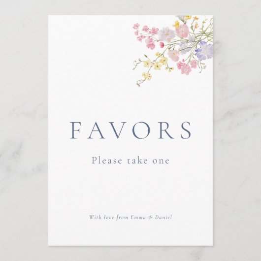 Dusty Blue Script Favors Wedding Tabletop Sign (裏面)