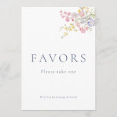 Dusty Blue Script Favors Wedding Tabletop Sign  (正面)