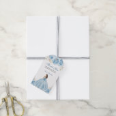 Dusty Blue Script Floral Princess Quinceañera ギフトタグ (より糸付き)