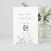 Dusty blue Script Floral Wildflower QR Code 出欠カード (スタンド正面)