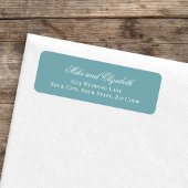 Dusty Blue Script Names Wedding Address ラベル