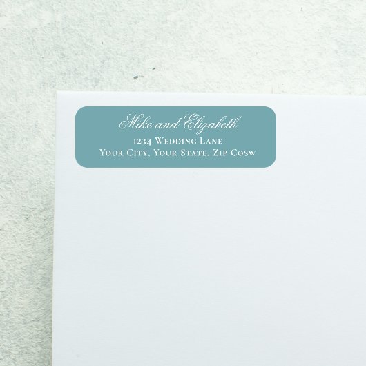 Dusty Blue Script Names Wedding Address ラベル