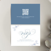 Dusty Blue Script QR Wedding RSVP Card