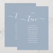 Dusty Blue Script Table Number 10 Seating Chart 招待状 (正面/裏面)