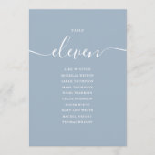 Dusty Blue Script Table Number 11 Seating Chart 招待状 (正面)