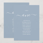 Dusty Blue Script Table Number 1 Seating Chart 招待状 (正面/裏面)