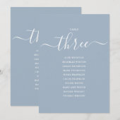 Dusty Blue Script Table Number 3 Seating Chart 招待状 (正面/裏面)