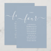 Dusty Blue Script Table Number 4 Seating Chart 招待状 (正面/裏面)