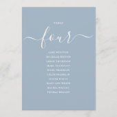 Dusty Blue Script Table Number 4 Seating Chart 招待状 (正面)