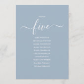 Dusty Blue Script Table Number 5 Seating Chart 招待状 (裏面)