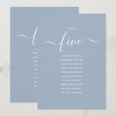 Dusty Blue Script Table Number 5 Seating Chart 招待状 (正面/裏面)
