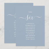 Dusty Blue Script Table Number 6 Seating Chart 招待状 (正面/裏面)