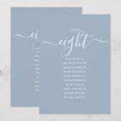Dusty Blue Script Table Number 8 Seating Chart 招待状 (正面/裏面)
