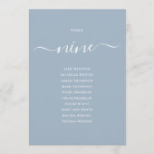 Dusty Blue Script Table Number 9 Seating Chart 招待状 (正面)