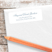 Dusty Blue Script Wedding Address Label ラベル