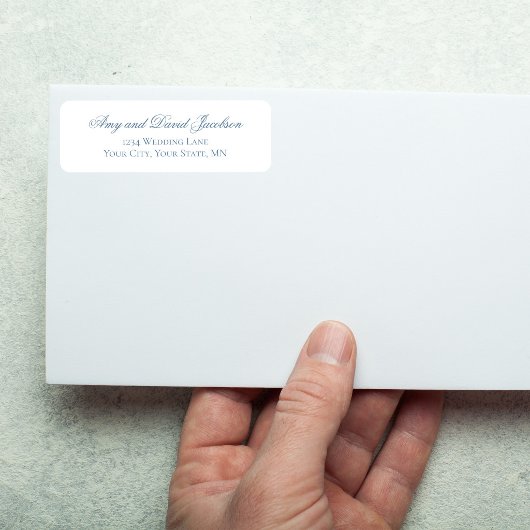 Dusty Blue Script Wedding Address Label ラベル