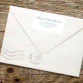 Dusty Blue Script Wedding Return Address ラベル