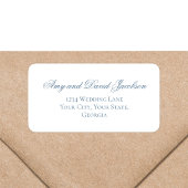 Dusty Blue Script Wedding Return Address ラベル