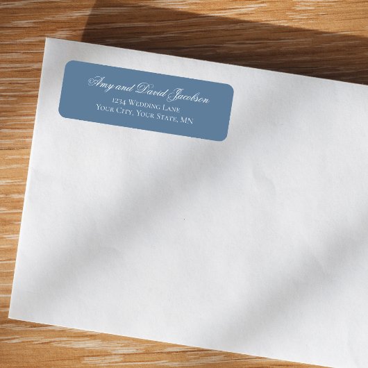 Dusty Blue Script Wedding Return Address Label ラベル