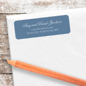 Dusty Blue Script Wedding Return Address Label ラベル