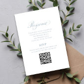 Dusty Blue Script Wedding RSVP QR Code Enclosure エンクロージャーカード