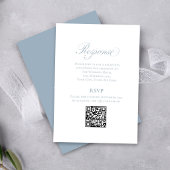 Dusty Blue Script Wedding RSVP QR Code Enclosure エンクロージャーカード