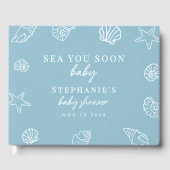 Dusty Blue Sea You Soon Beach Baby Shower ゲストブック (正面)
