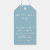 Dusty Blue Sea You Soon Thank You Baby Shower ギフトタグ (裏面)