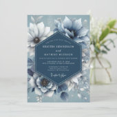 Dusty Blue Serene Anemone Wedding 招待状 (スタンド正面)
