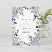 Dusty Blue Serene Winter Wedding 招待状 (スタンド正面)