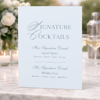 Dusty Blue Signature Cocktails Sign