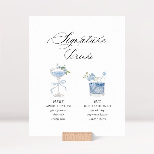 Dusty Blue Signature Drinks Wedding 台座サイン