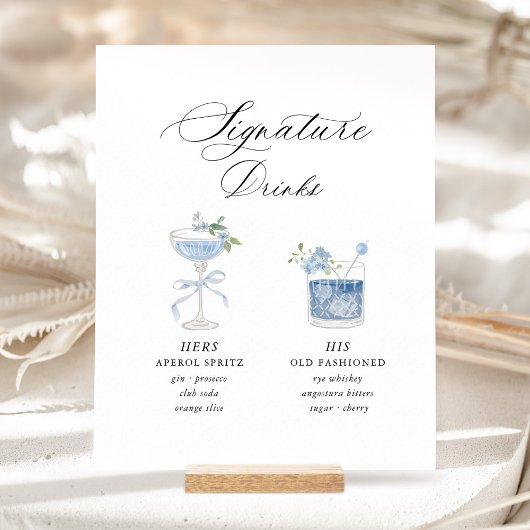 Dusty Blue Signature Drinks Wedding 台座サイン