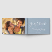 Dusty Blue Signature Script Photo Wedding ゲストブック (全面)