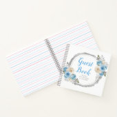 Dusty Blue Silver Elegant Flowers Birthday Party ノートブック (内部)