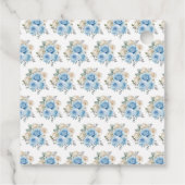 Dusty Blue Silver Elegant Flowers Sweet Sixteen フェイバータグ (裏面)