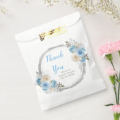 Dusty Blue Silver Elegant Flowers Sweet Sixteen フェイバーバッグ (封をした状態)