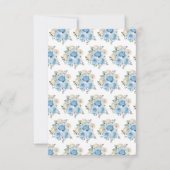 Dusty Blue Silver Elegant Flowers Sweet Sixteen 出欠カード (裏面)