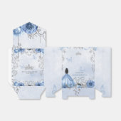 Dusty Blue Silver Floral Princess SWEET 16 フェイバーボックス (折り畳みなし)