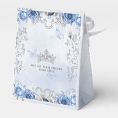 Dusty Blue Silver Floral Princess SWEET 16 フェイバーボックス (裏面サイド)