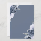 Dusty Blue Silver Floral Wedding Save the Date 招待状 (裏面)