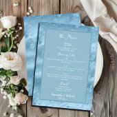 Dusty Blue Silver Marbleグリッター5 x7結婚インチメニュー メニュー