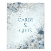 Dusty Blue Silver Rose Wedding Cards Gifts Sign フォトプリント (正面)