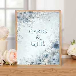 Dusty Blue Silver Rose Wedding Cards Gifts Sign フォトプリント