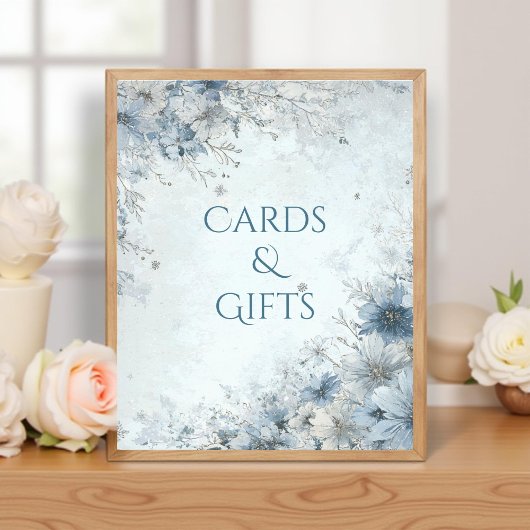 Dusty Blue Silver Rose Wedding Cards Gifts Sign フォトプリント