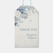Dusty Blue Silver Rose Winter Floral Wedding ギフトタグ (正面)